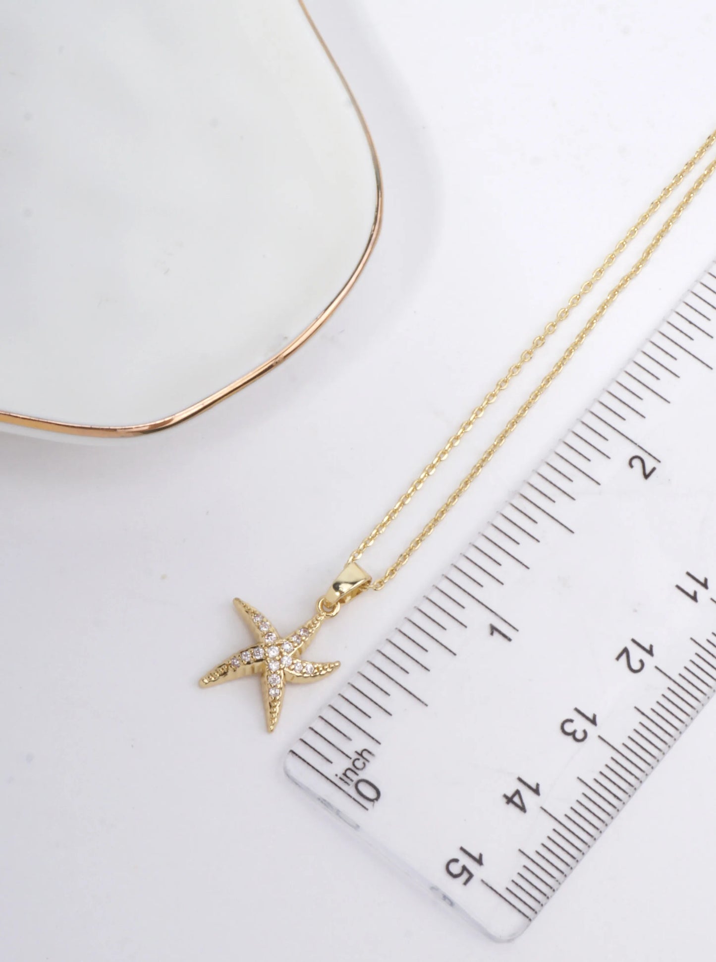 14K-Gold-Dipped CZ Starfish Necklace