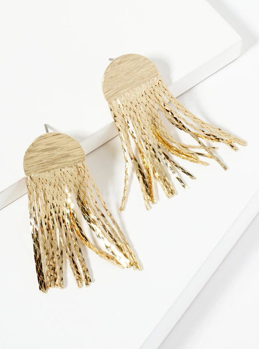 14K-Gold-Dipped Chain Drop Geometric Drop Earrings