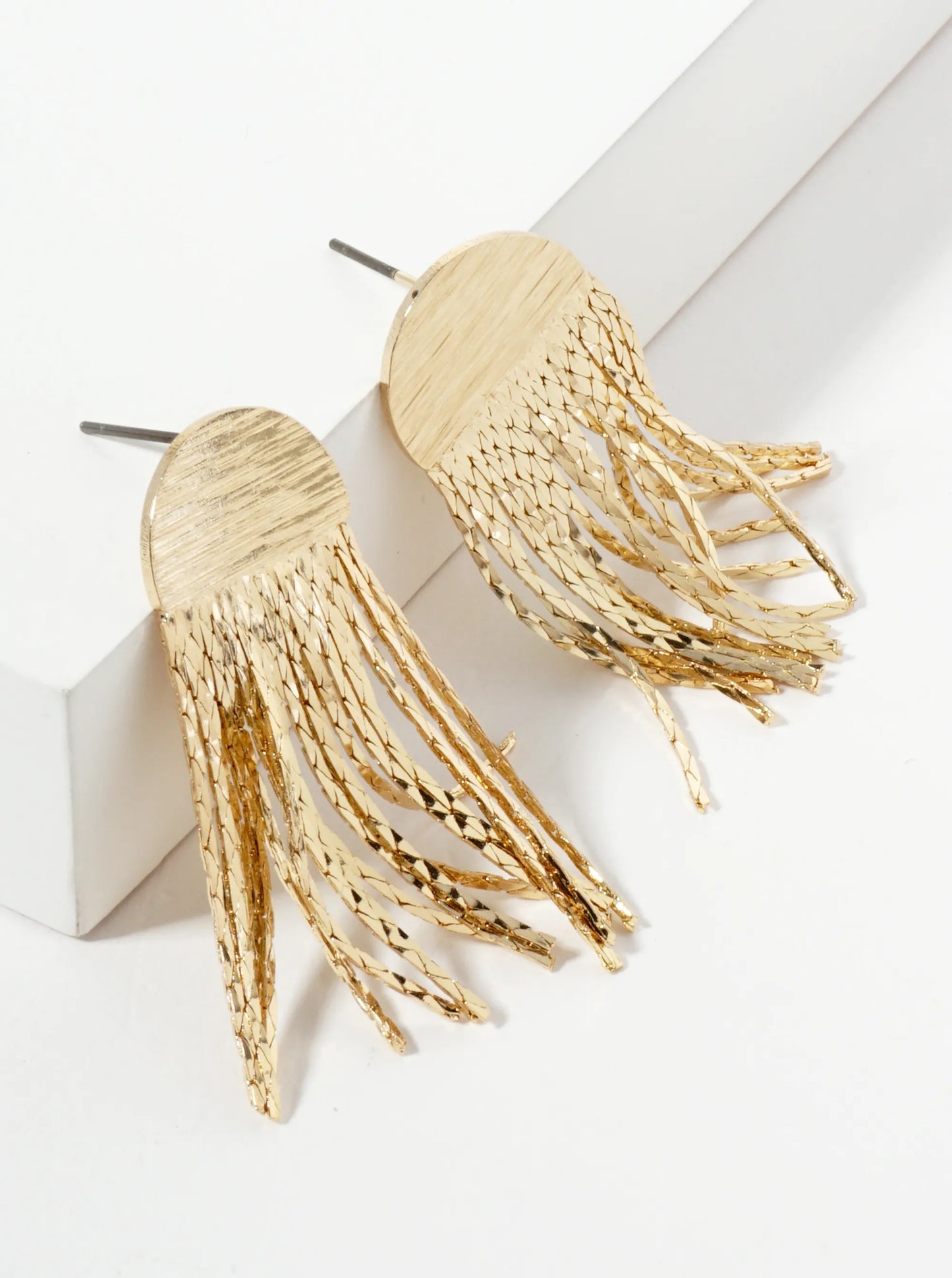 14K-Gold-Dipped Chain Drop Geometric Drop Earrings