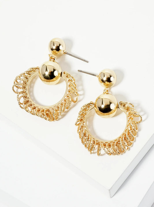 14K-Gold-Dipped Circle Drop Earrings With Stylish O-Ring Cluster