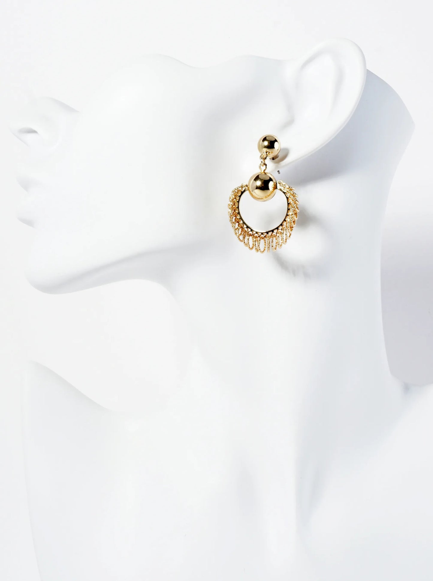 14K-Gold-Dipped Circle Drop Earrings With Stylish O-Ring Cluster