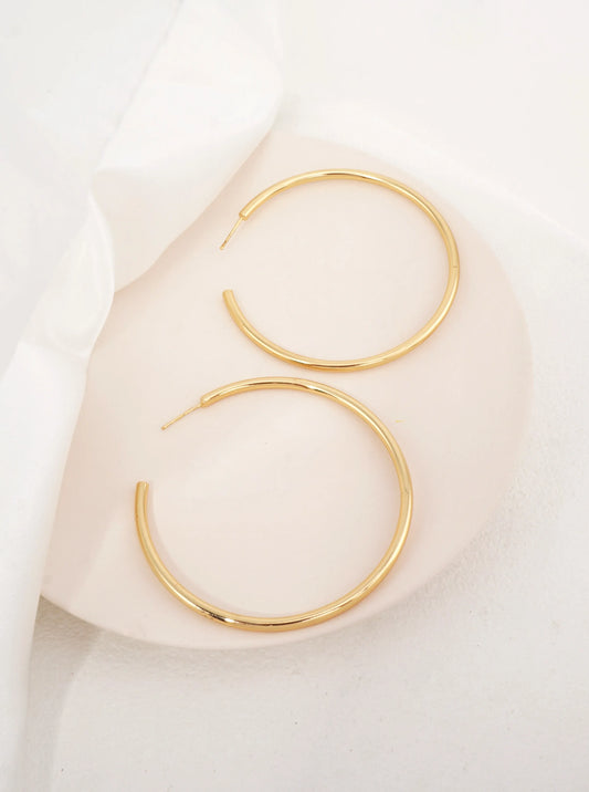 14K Gold-Dipped Classic Round Hoop Earrings 2.40in
