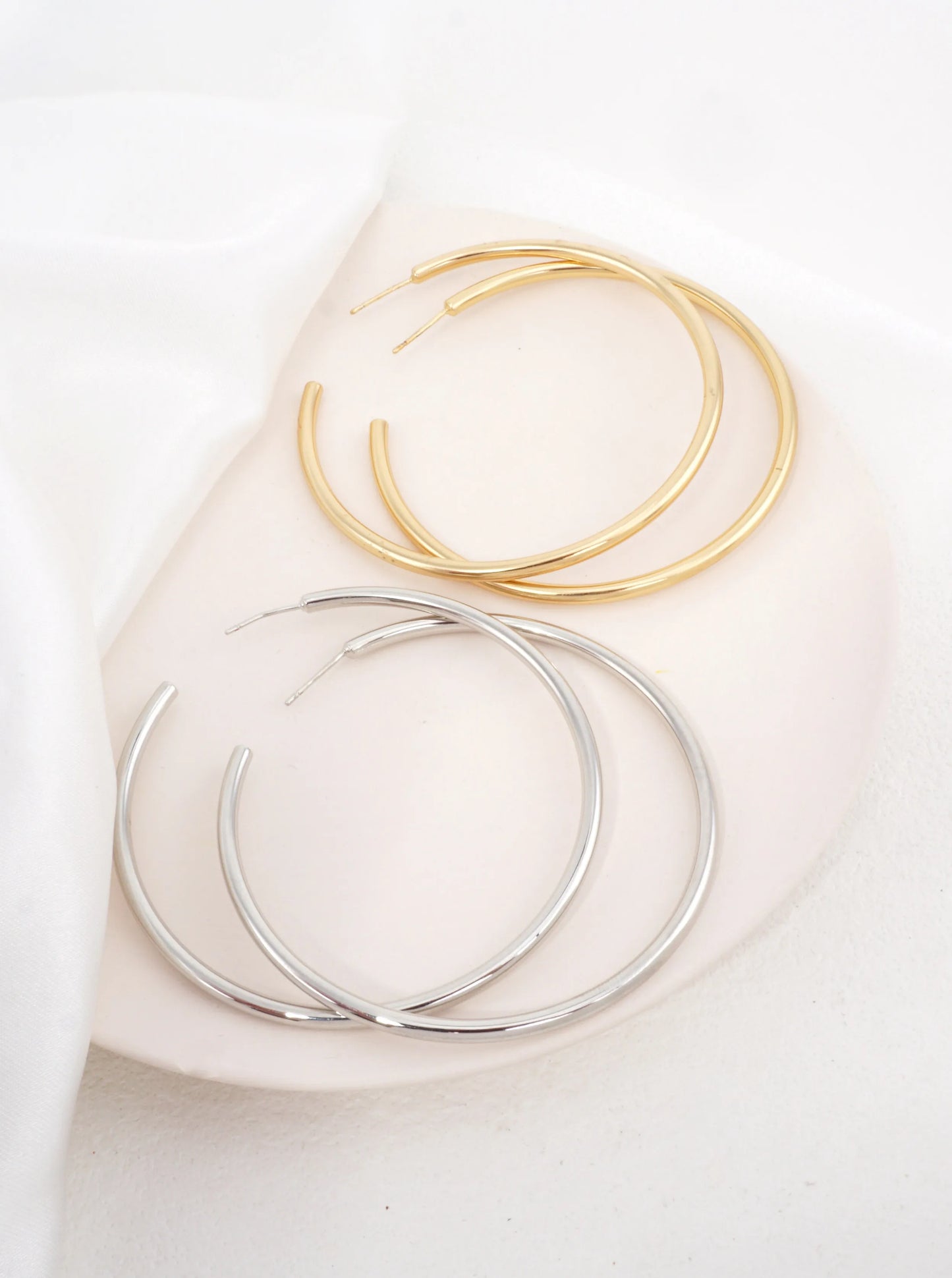 14K Gold-Dipped Classic Round Hoop Earrings 2.40in
