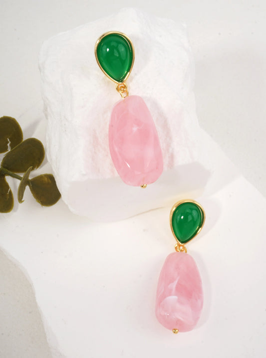 14K-Gold Dipped Color Resin Drop Earrings