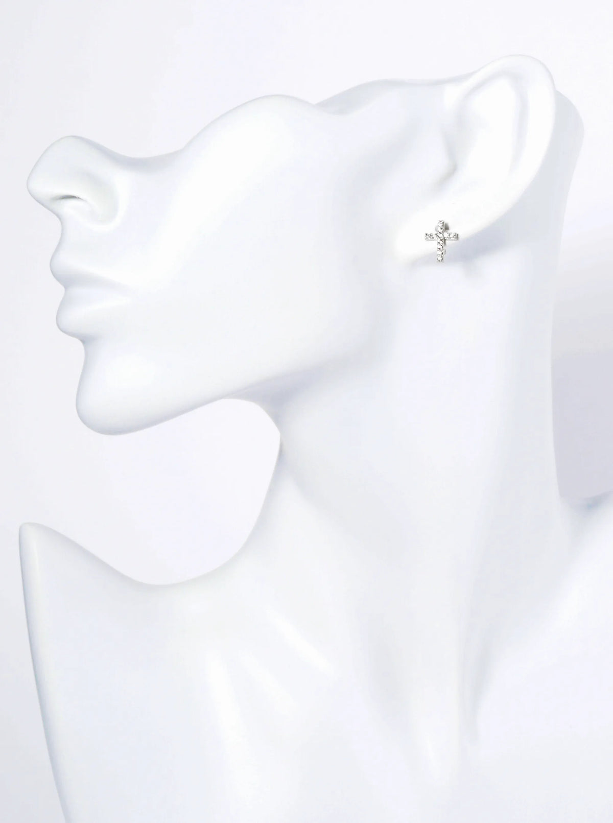 14K Gold Dipped Cubic Zirconia Cross Stud Earrings