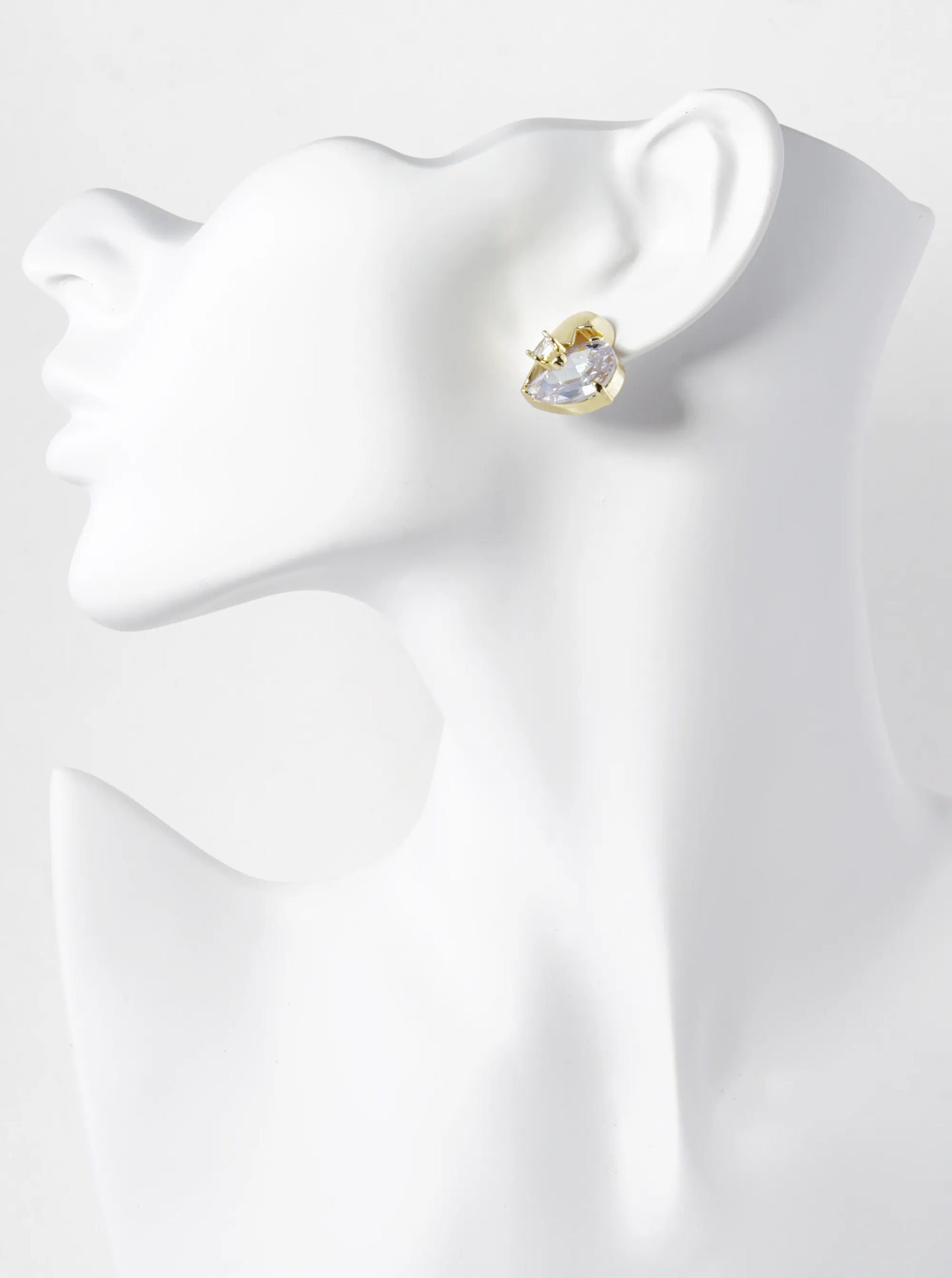 14K Gold Dipped Cubic Zirconia Heart Stud Earrings