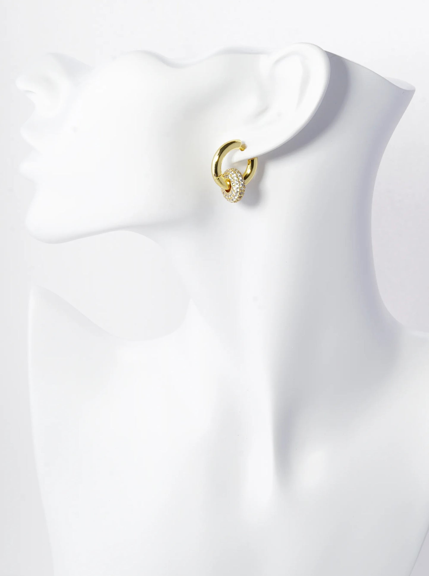 14K Gold Dipped Cubic Zirconia Interlocking Huggie Hoop Earrings