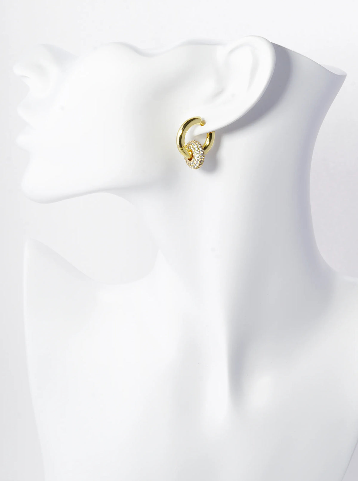 14K Gold Dipped Cubic Zirconia Interlocking Huggie Hoop Earrings
