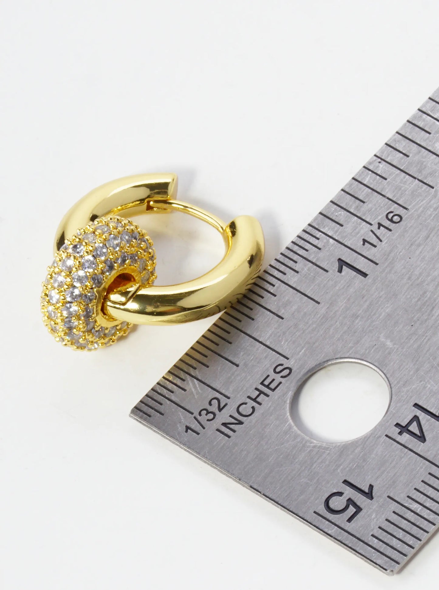 14K Gold Dipped Cubic Zirconia Interlocking Huggie Hoop Earrings