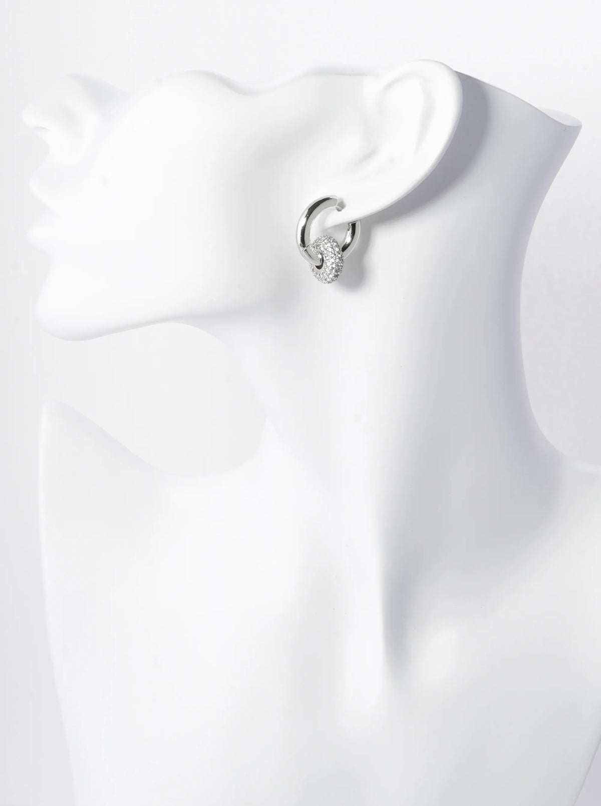 14K Gold Dipped Cubic Zirconia Interlocking Huggie Hoop Earrings