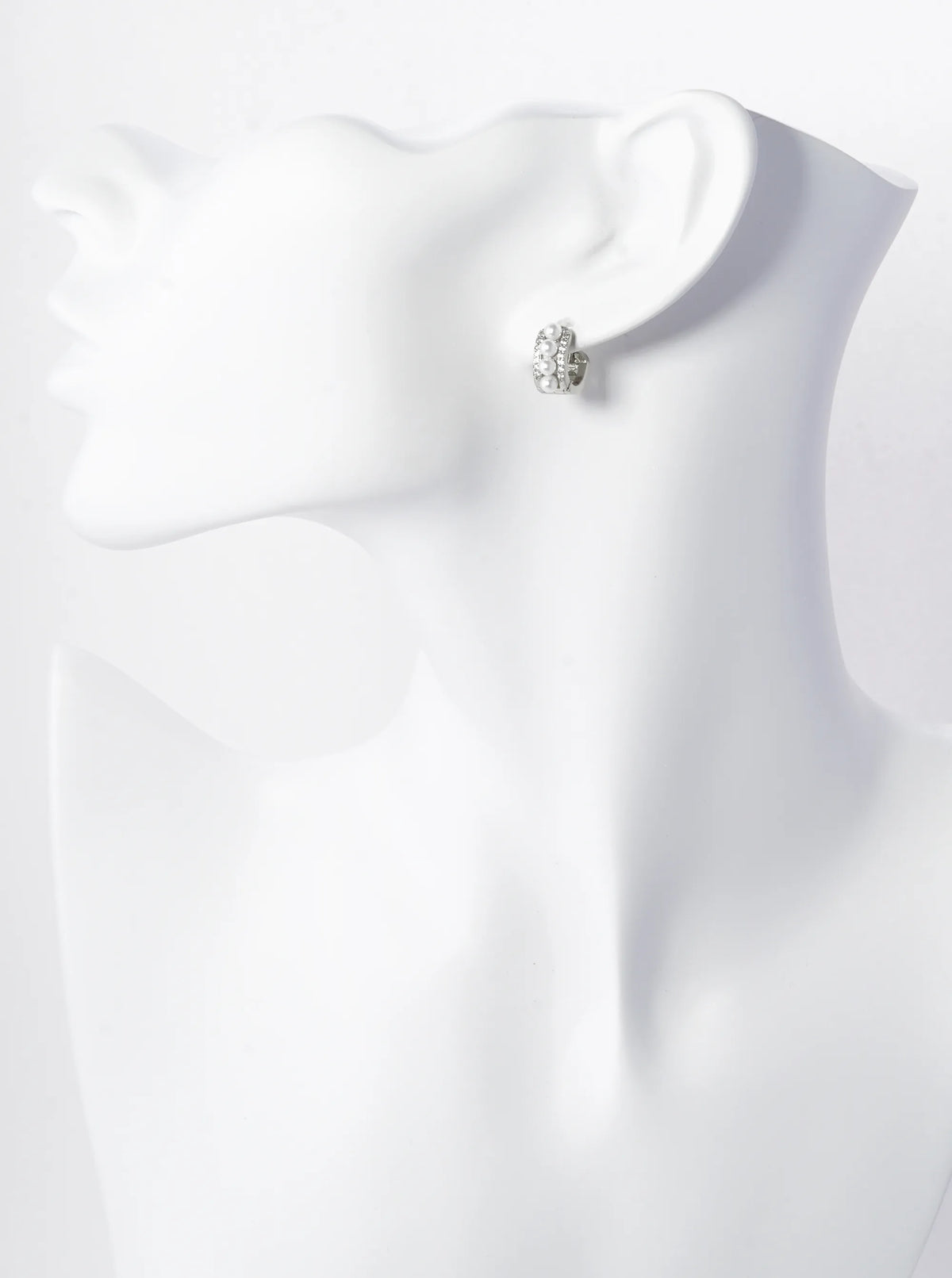 14K Gold Dipped Cubic Zirconia Pearl Beaded 10mm Huggie Hoop Earrings