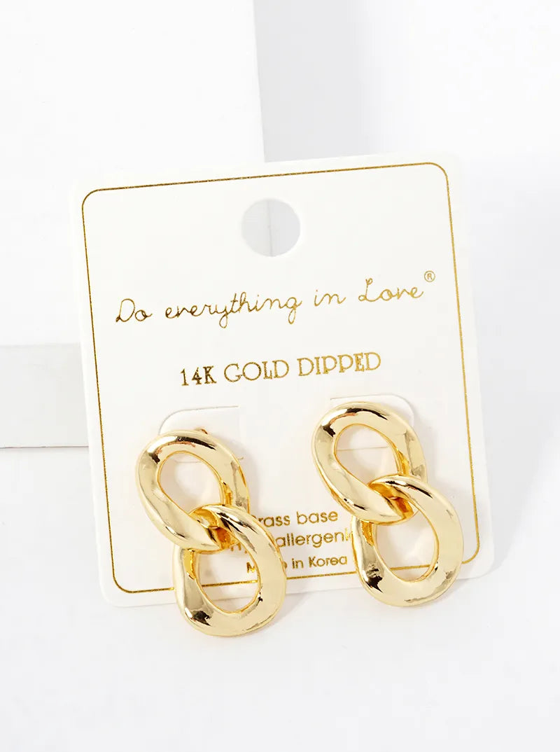 14K Gold Dipped Curb Chain Post Earrings