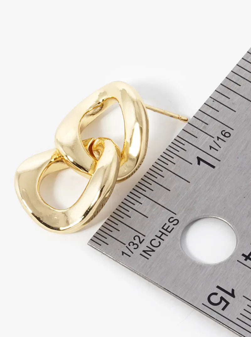 14K Gold Dipped Curb Chain Post Earrings