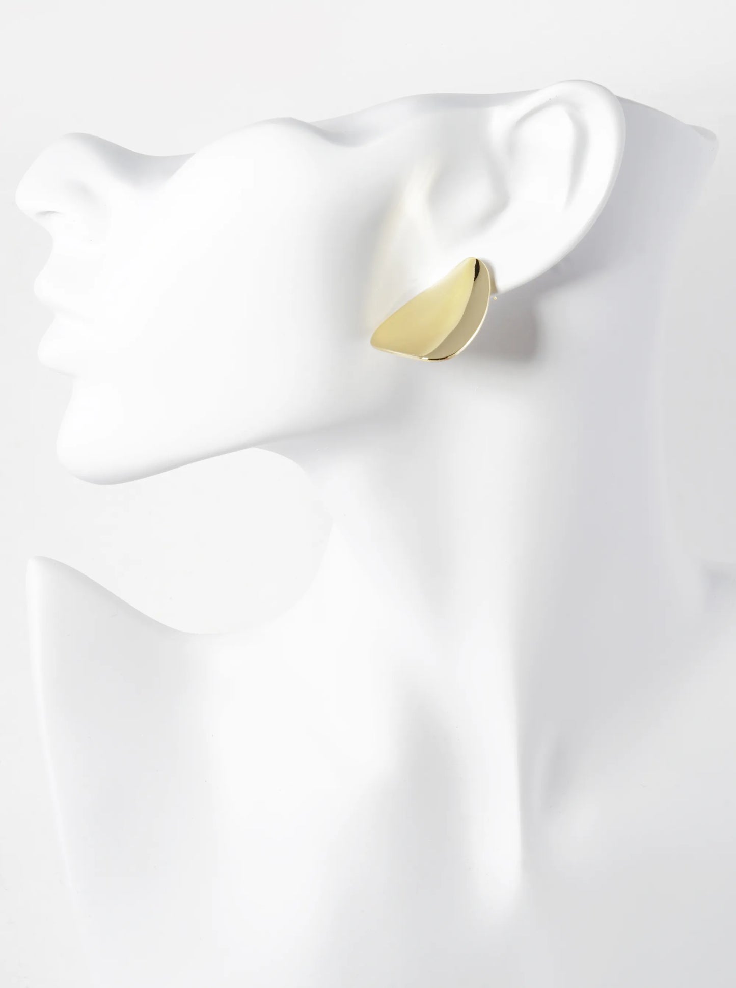 14K Gold Dipped Curved Rounded Triangle Stud Earrings