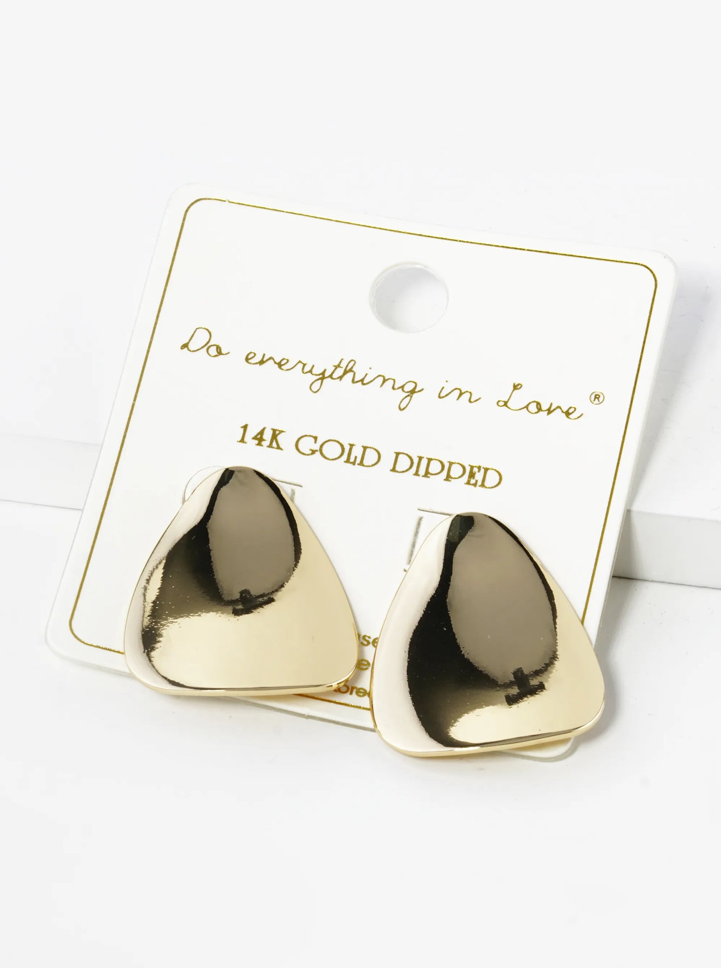 14K Gold Dipped Curved Rounded Triangle Stud Earrings