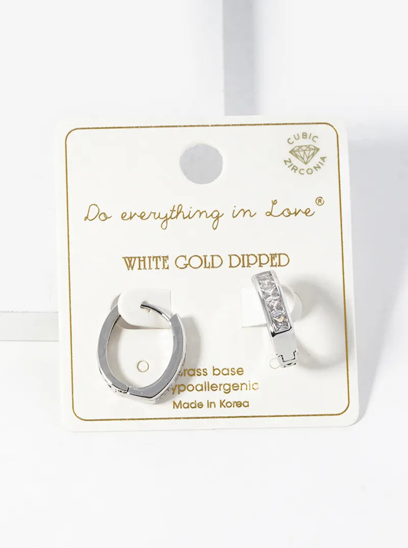 14K Gold Dipped Delicate CZ Pave Oval Shape Huggie Hoop Earrings