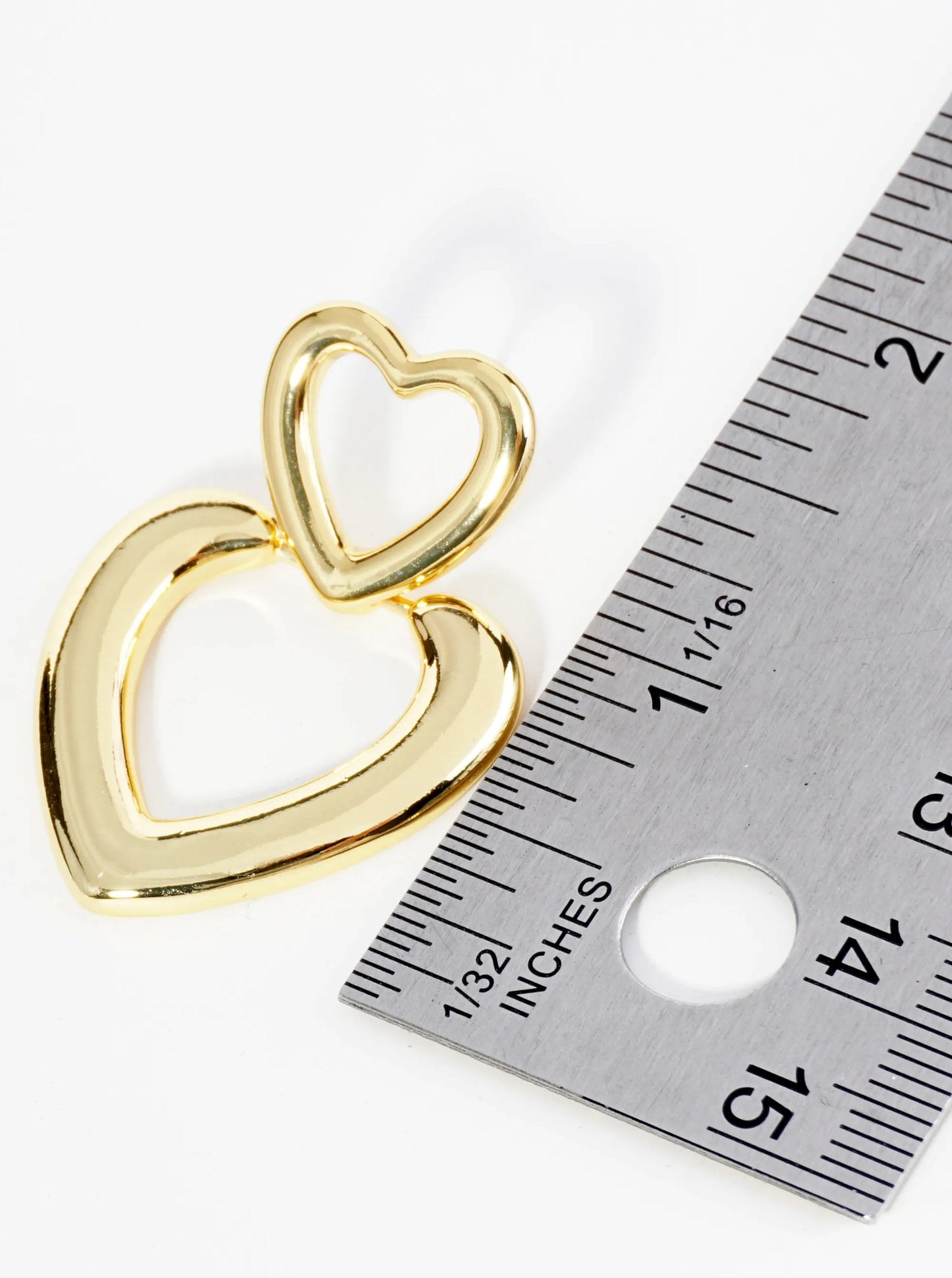 14K Gold Dipped Double Heart Drop Earrings