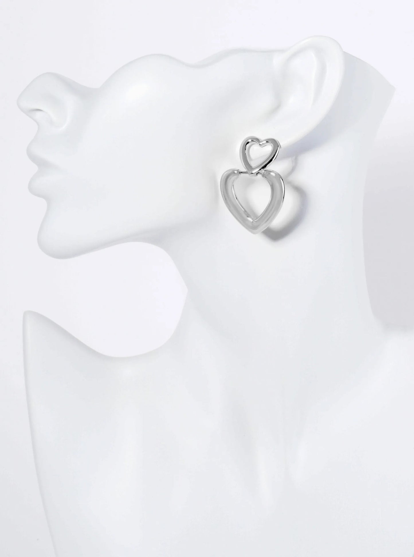 14K Gold Dipped Double Heart Drop Earrings