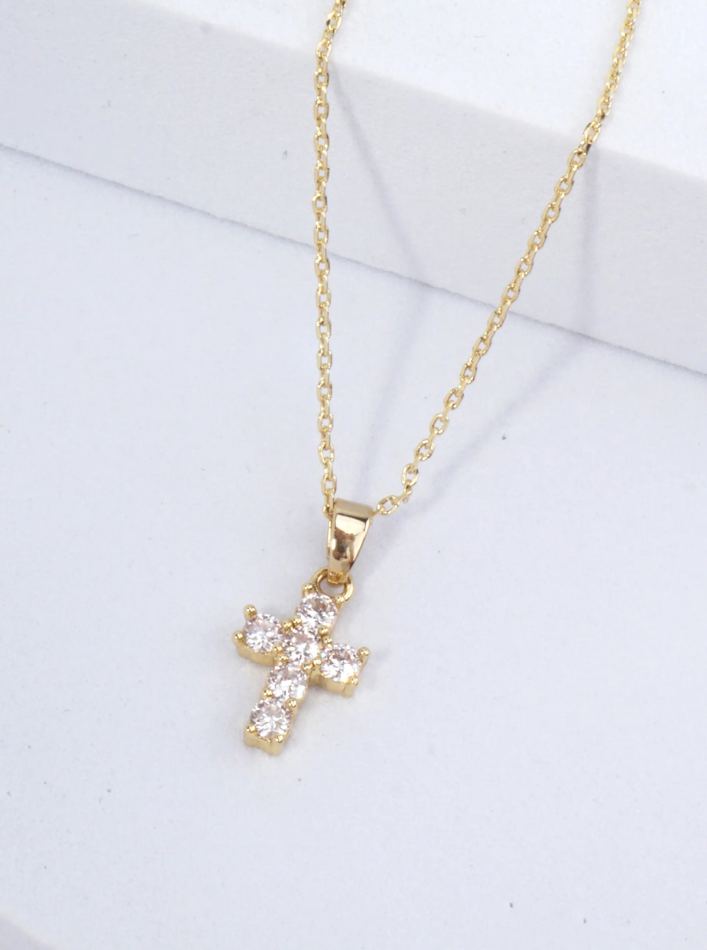14K-Gold-Dipped Faith Inspired CZ Cross Pendant