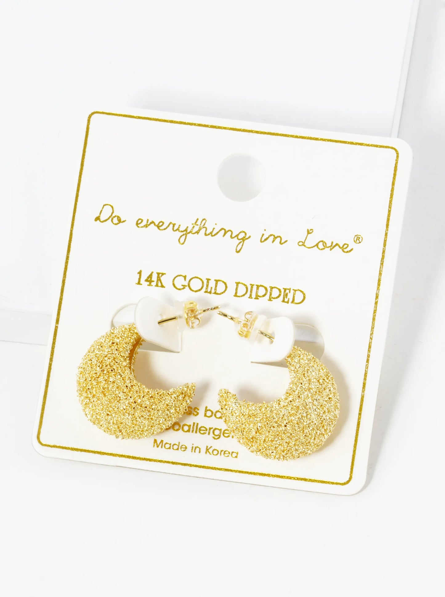 14K Gold Dipped Frosted 18mm Open Hoop Earrings