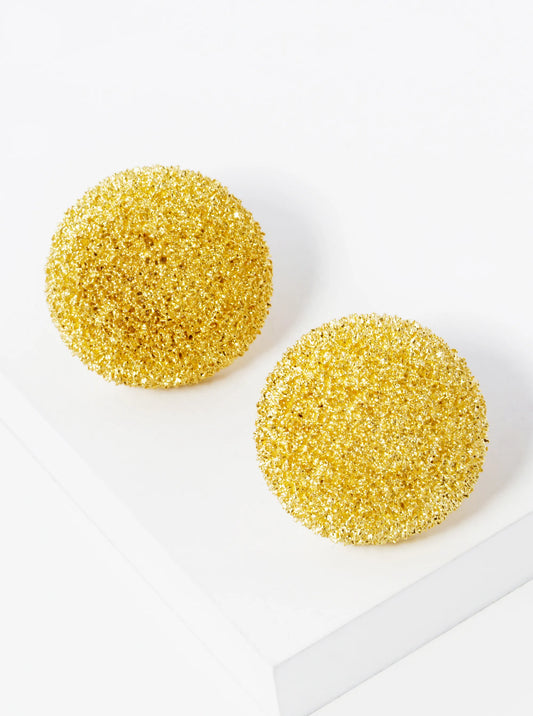 14K Gold Dipped Frosted 20mm Hemisphere Stud Earrings