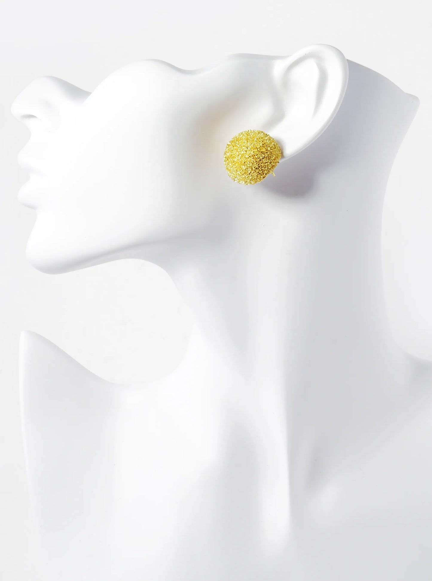 14K Gold Dipped Frosted 20mm Hemisphere Stud Earrings