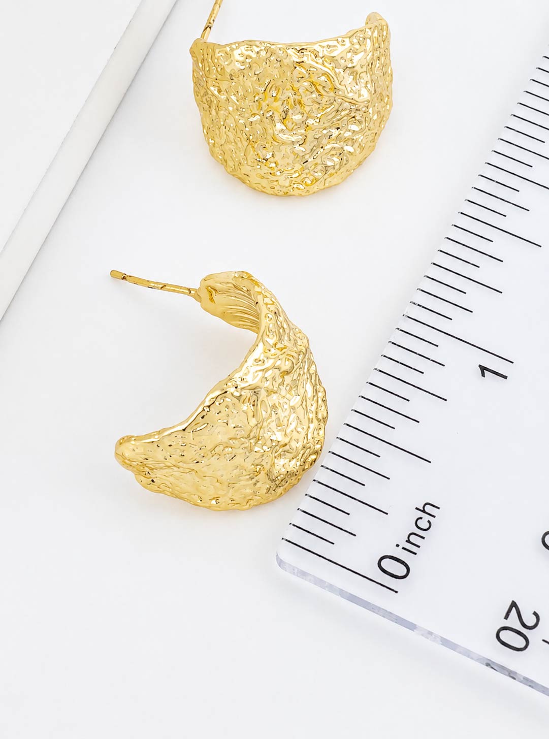 14K Gold-Dipped Hammered Huggie Earrings
