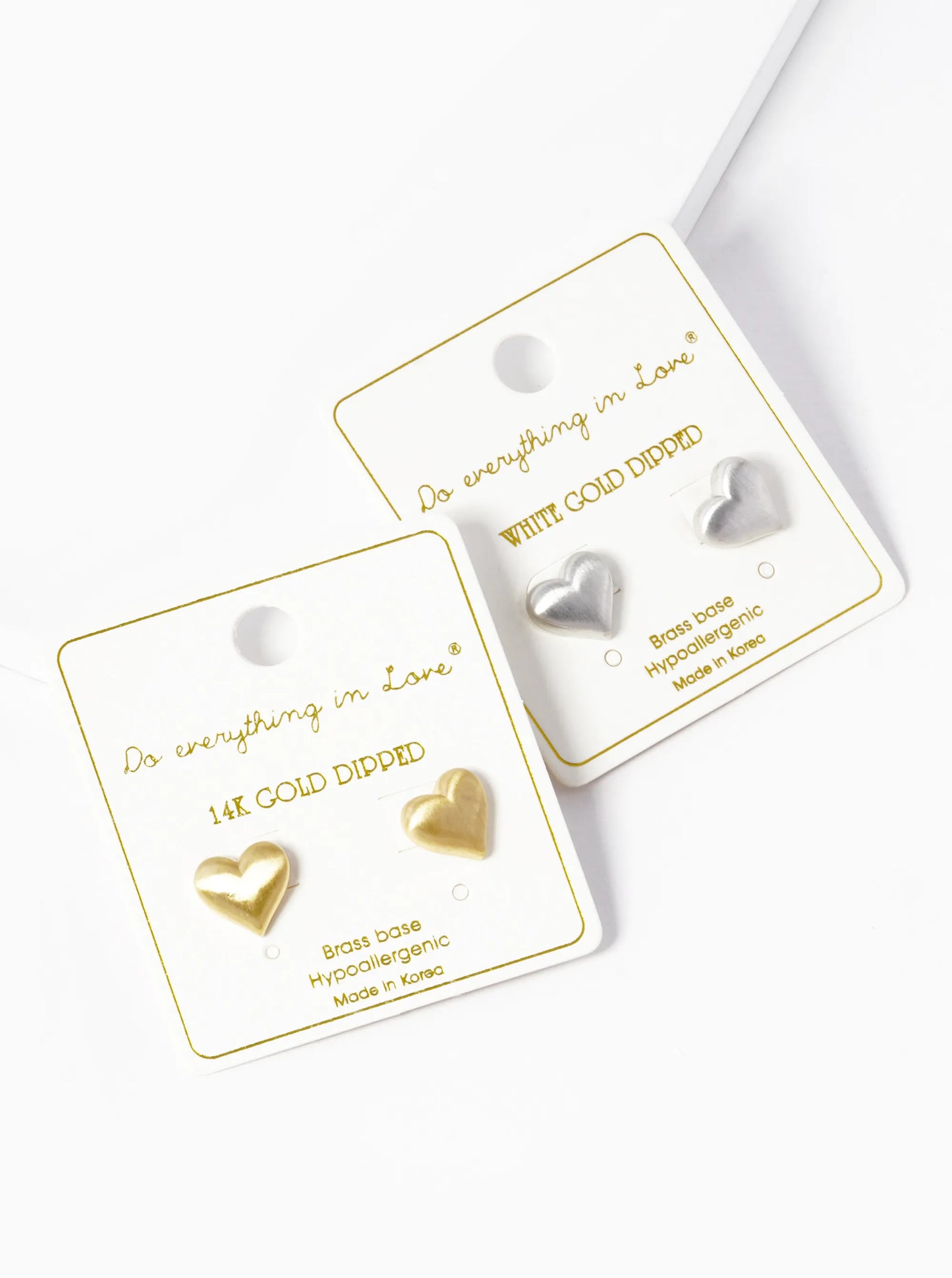 14K Gold Dipped Heart Pearl Two Sided Stud Earrings