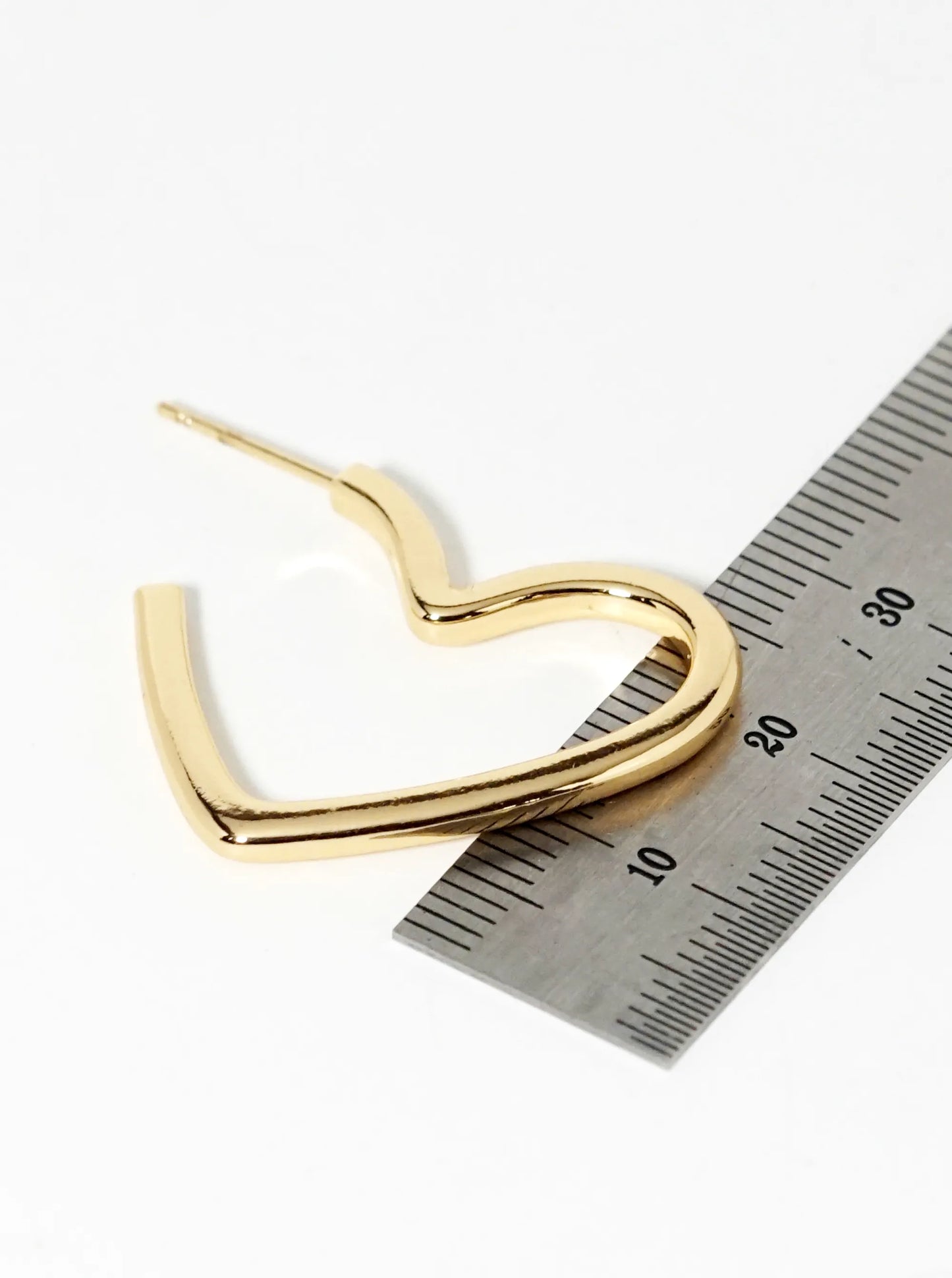 14k Gold Dipped Heart Shape Brass Open Hoop Earrings