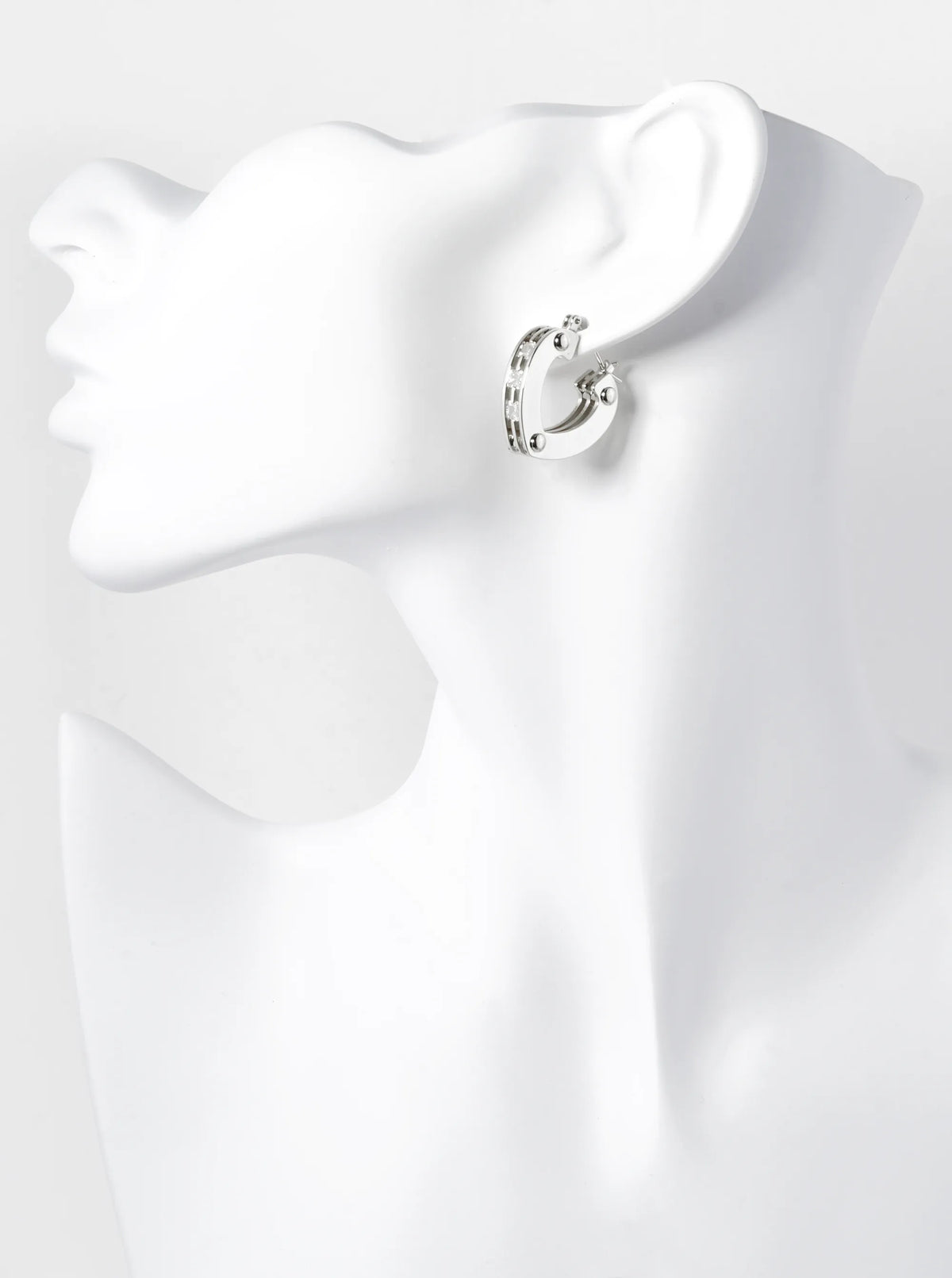 14K Gold Dipped Heart Shape Cubic Zirconia Latch Back Hoop Earrings