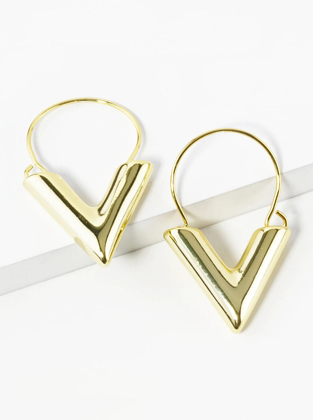 14K Gold Dipped Hollow Chevron Drop Earrings