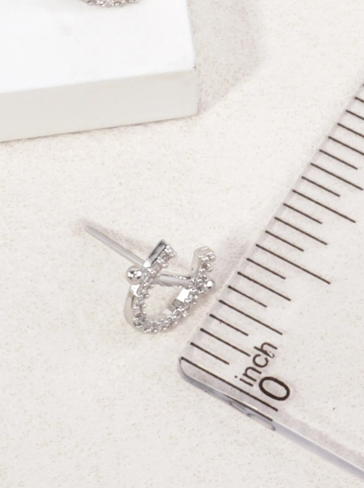14K Gold Dipped Horseshoe CZ Stud Earrings