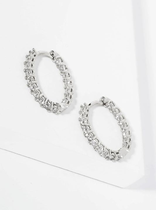 14K Gold Dipped Inside-Out Pave Cubic Zirconia 18mm Oval Hoop Earrings