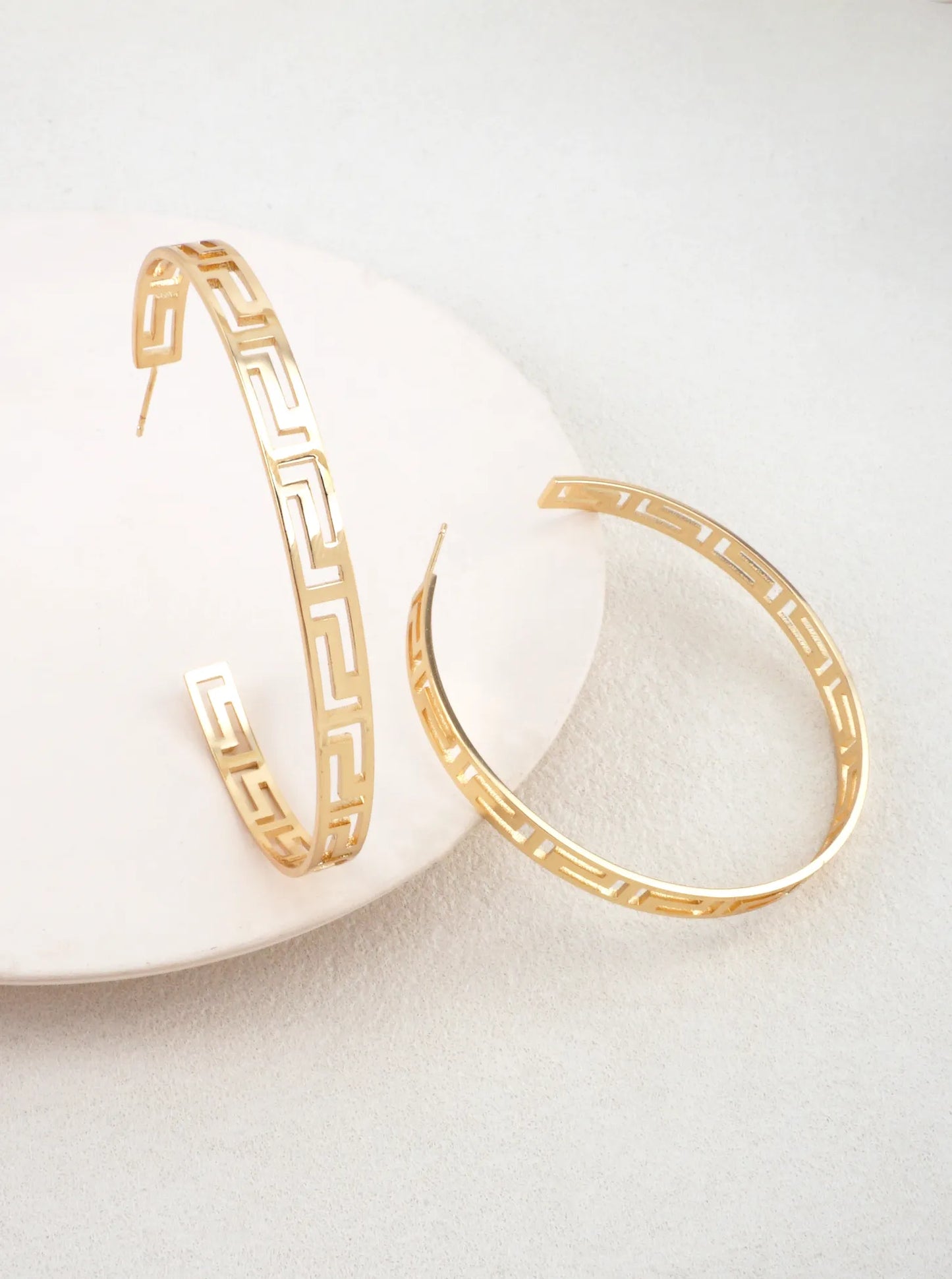 14K Gold-Dipped Large Hoop Earrings 2.36 In