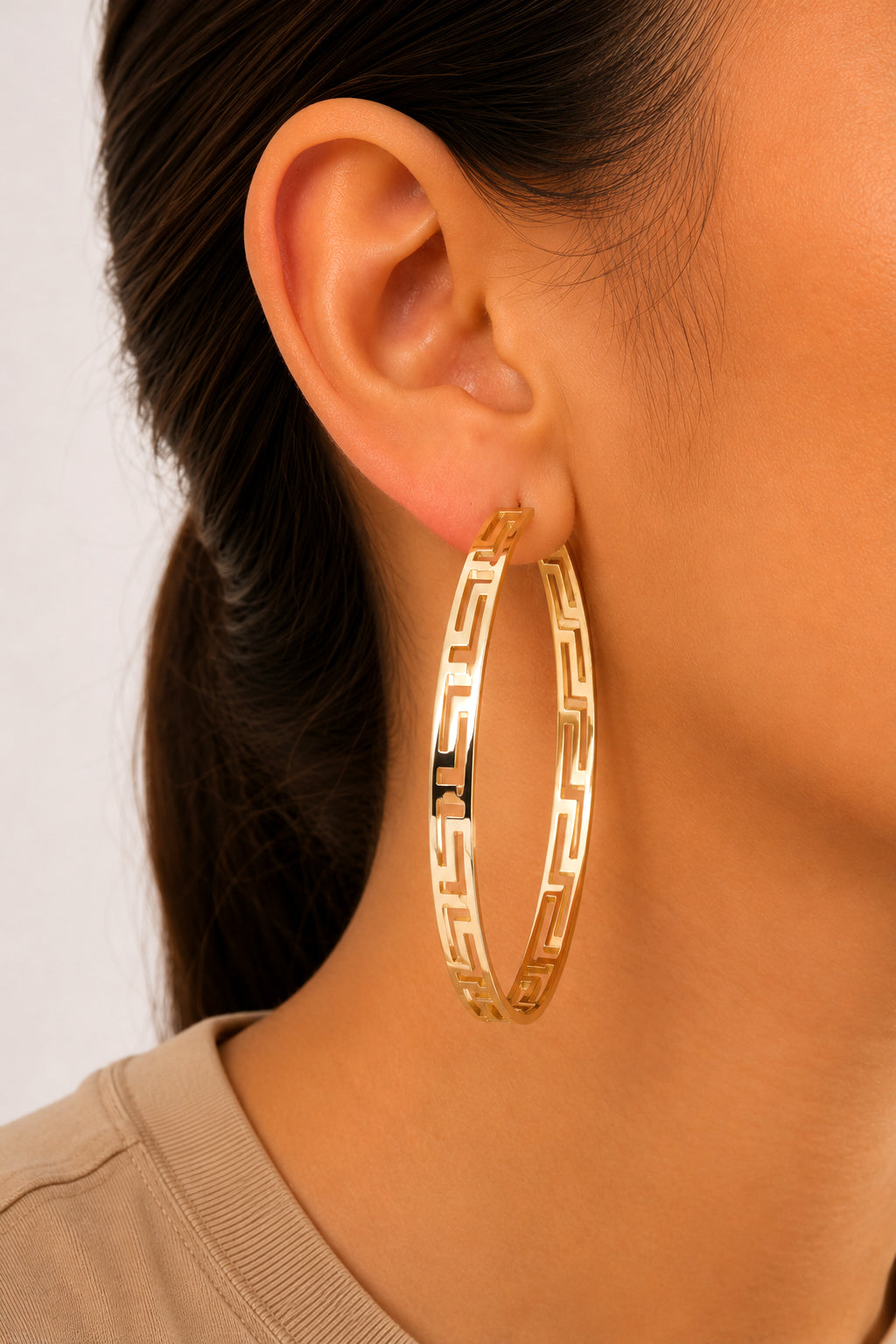 14K Gold-Dipped Large Hoop Earrings 2.36 In