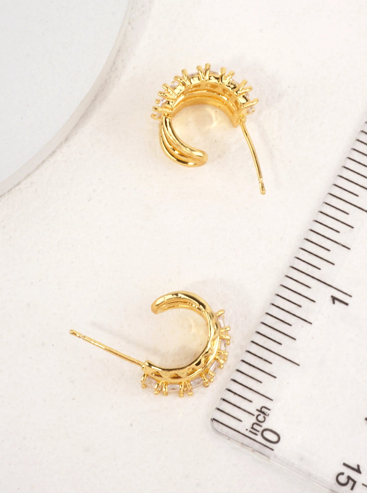 14K-Gold Dipped Layered Hoop Earrings WITH CZ