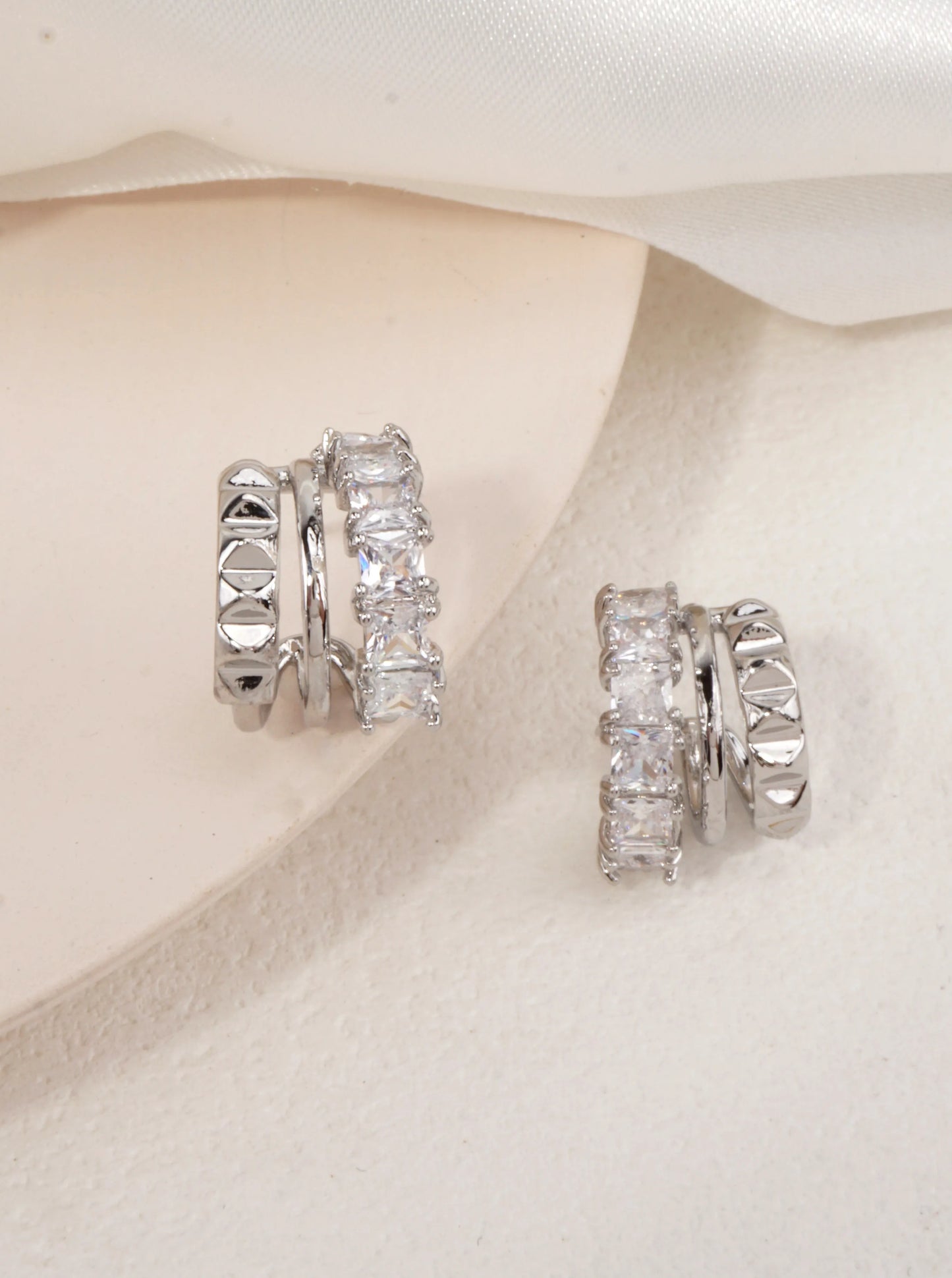 14K-Gold Dipped Layered Hoop Earrings WITH CZ