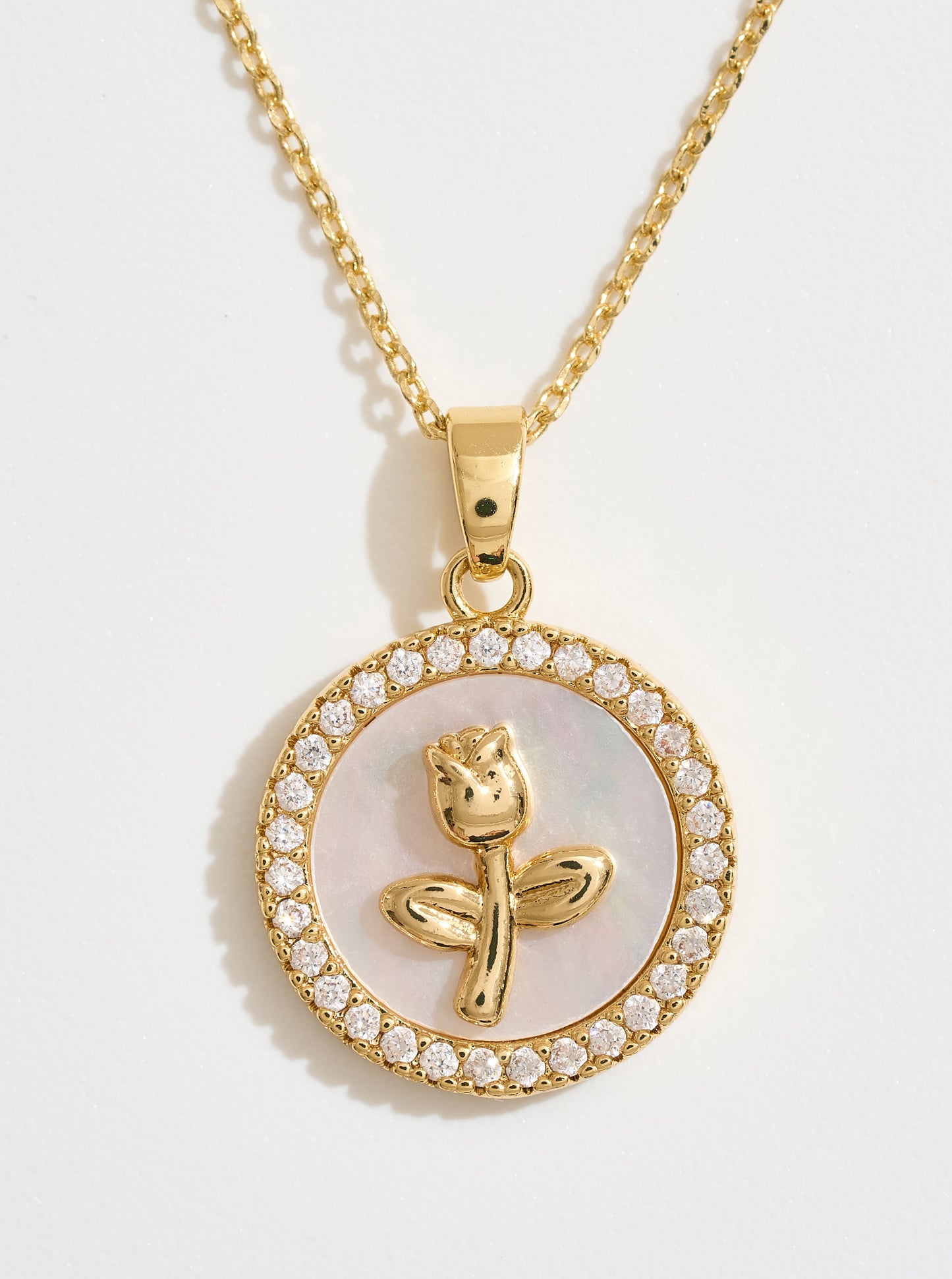 14K-Gold-Dipped MOP Floral Halo Necklace