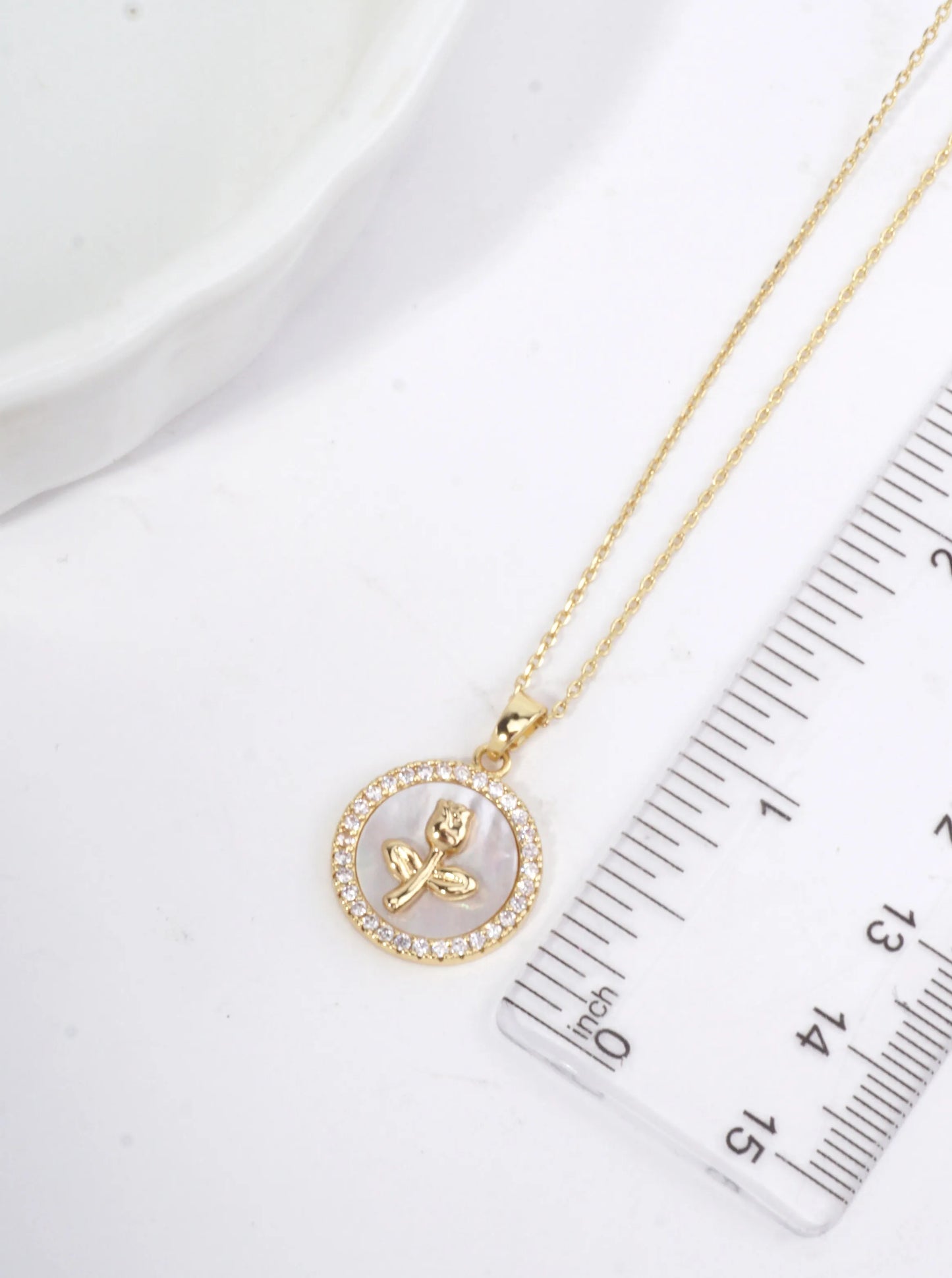 14K-Gold-Dipped MOP Floral Halo Necklace