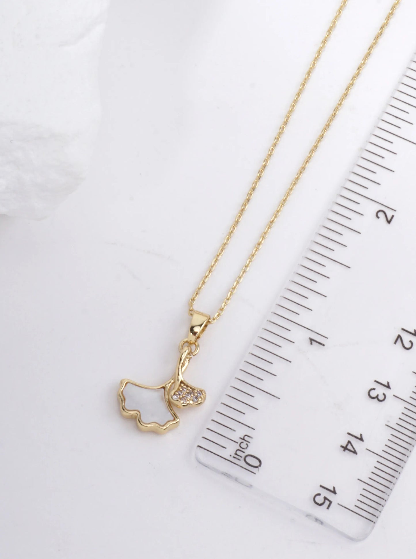 14K-Gold-Dipped MOP Ginkgo Leaf Necklace