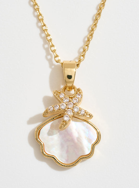 14K-Gold-Dipped MOP Shell Starfish Necklace