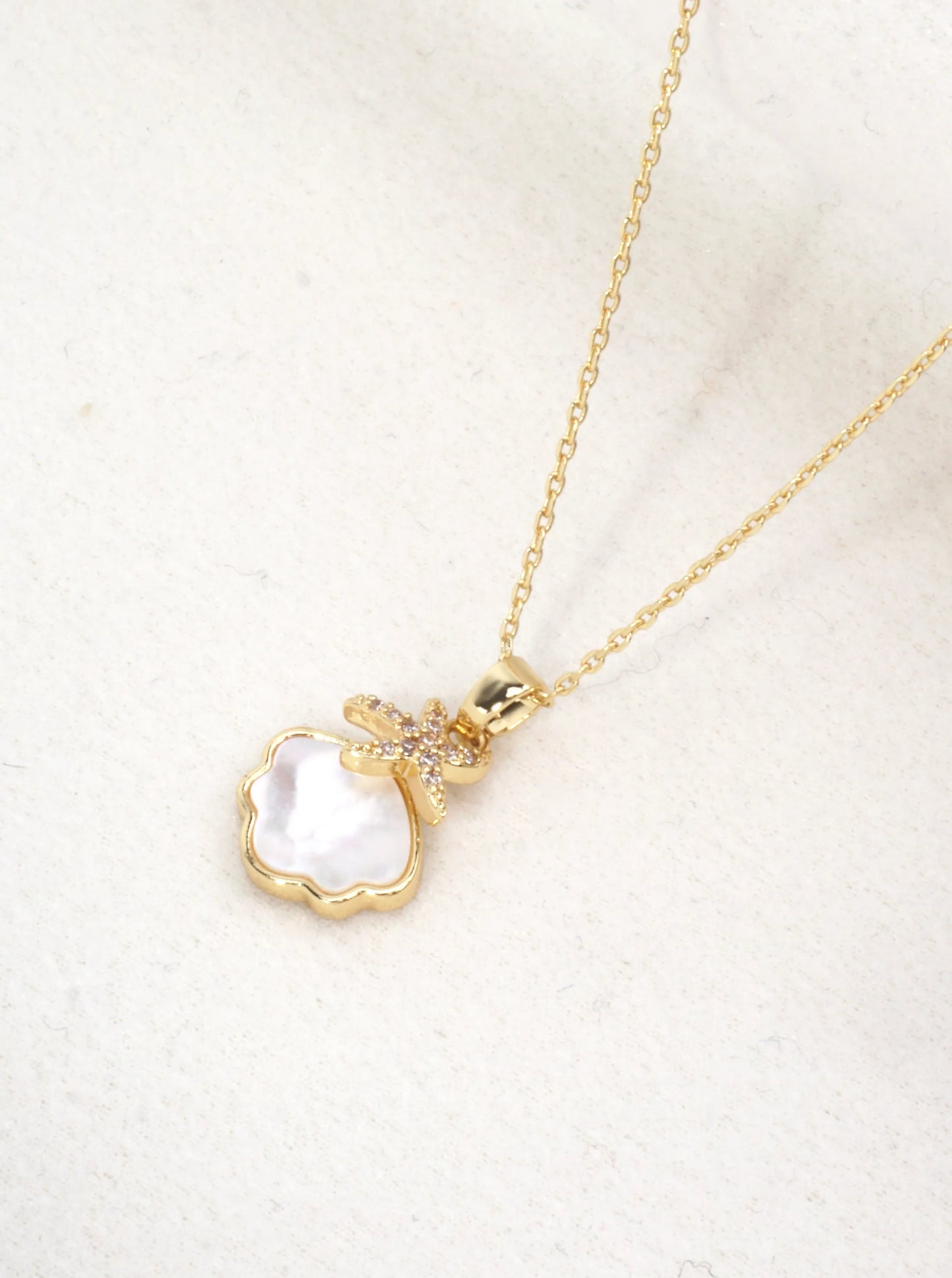 14K-Gold-Dipped MOP Shell Starfish Necklace