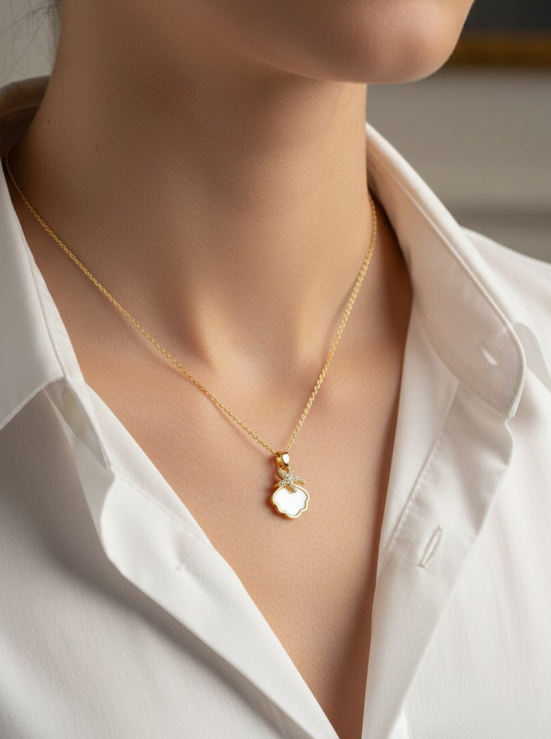 14K-Gold-Dipped MOP Shell Starfish Necklace