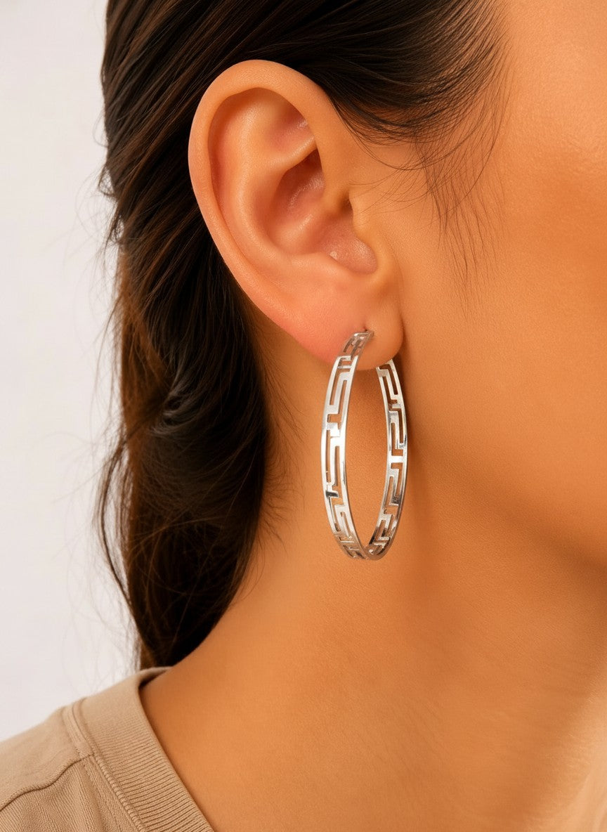 14K Gold-Dipped Medium Hoop Earrings 1.97 Inch