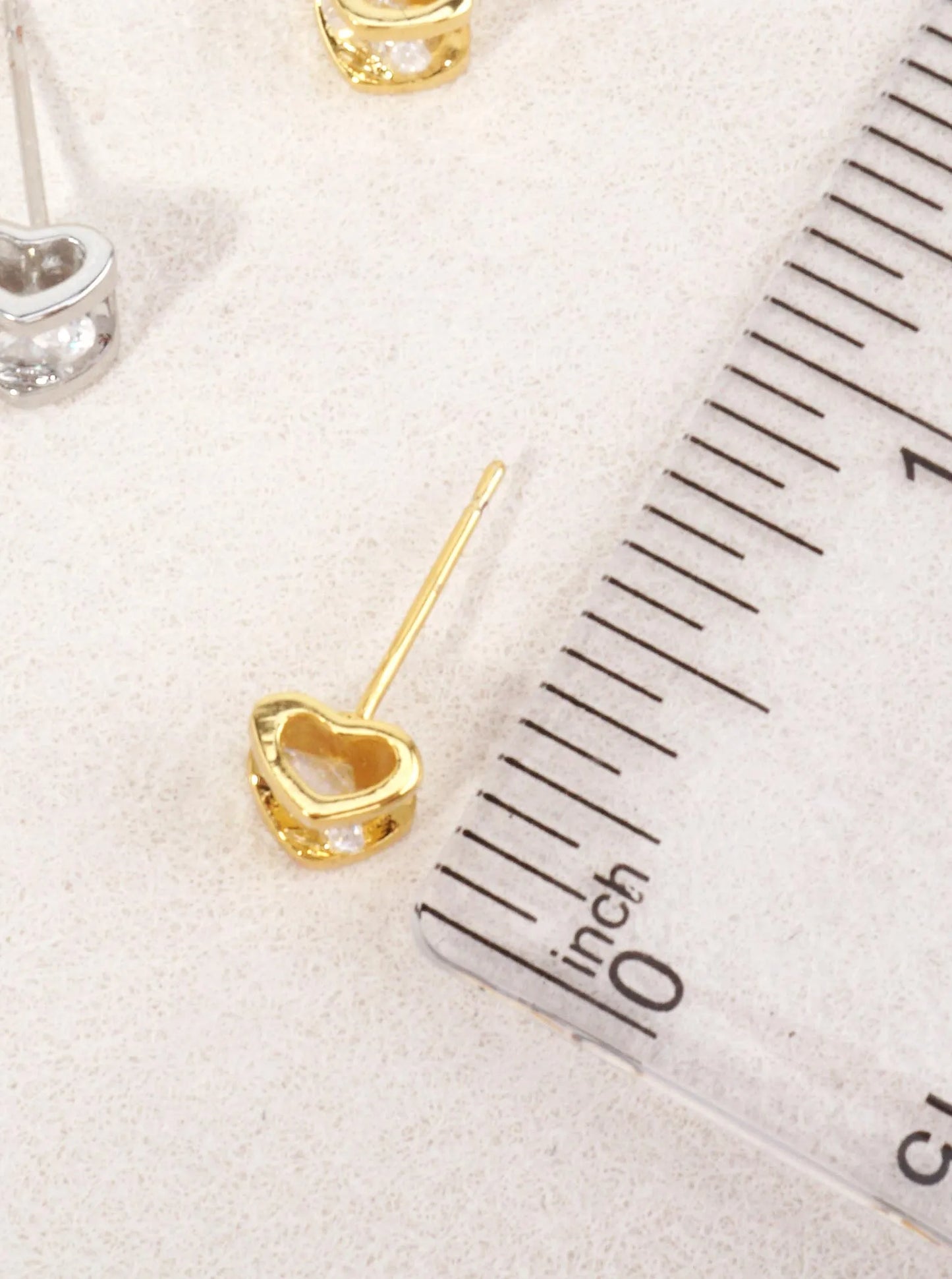 14K Gold-Dipped Open Heart Round CZ Stud Earrings