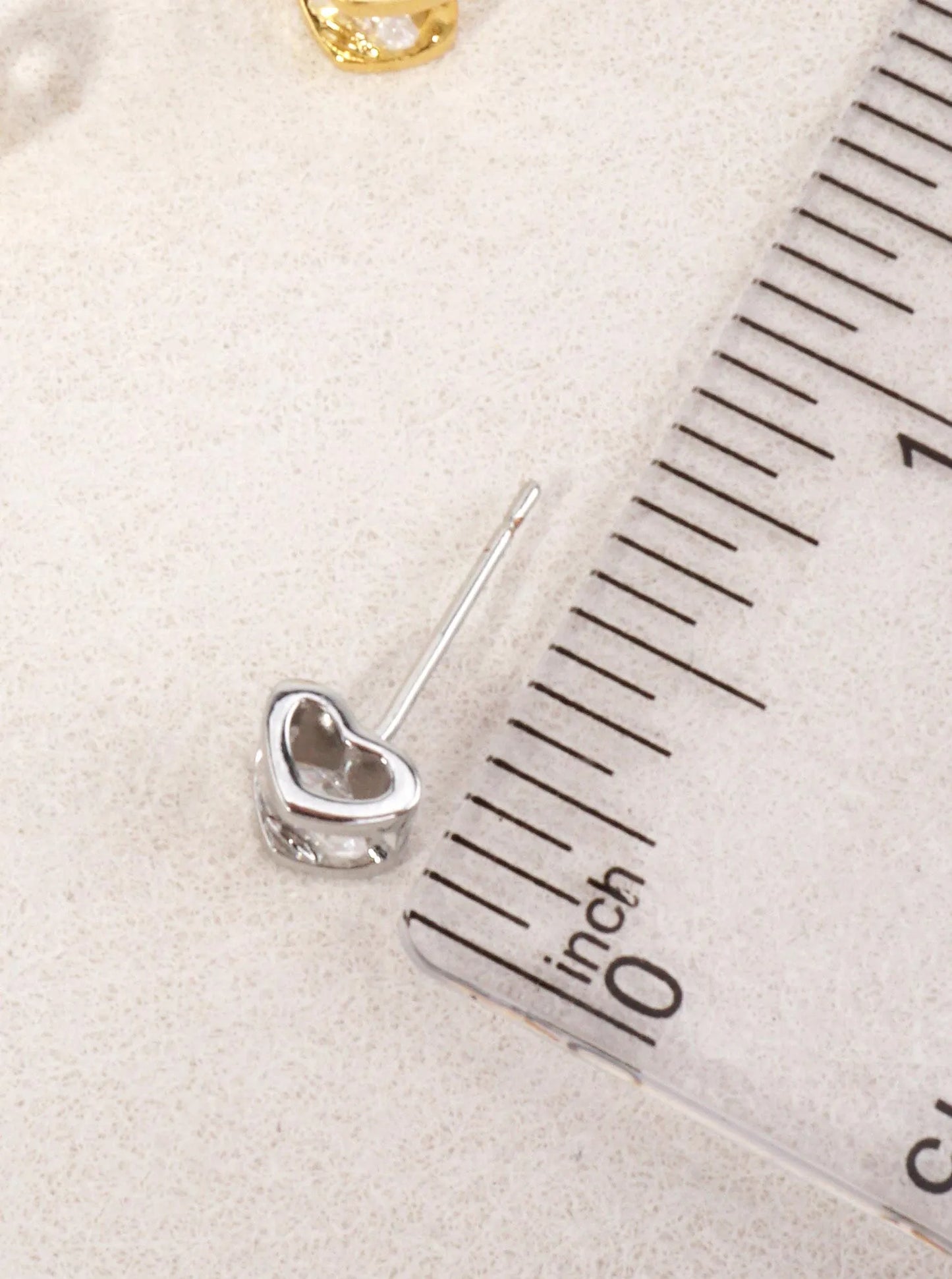 14K Gold-Dipped Open Heart Round CZ Stud Earrings