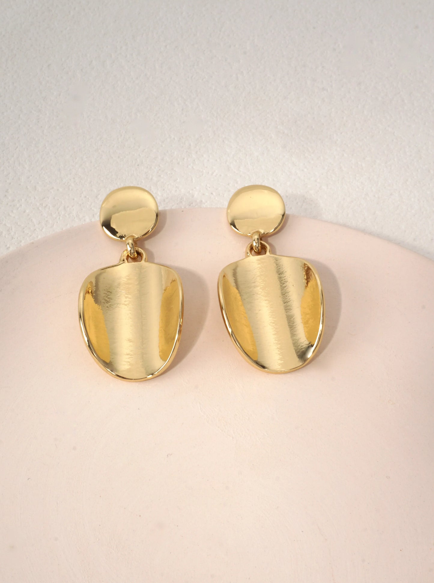 14K Gold-Dipped Organic Shield Drop Earrings