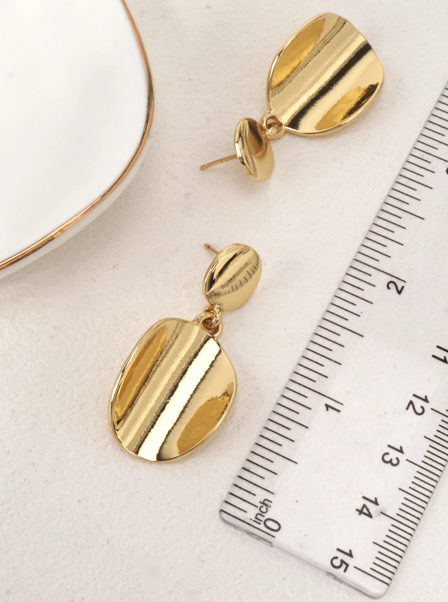 14K Gold-Dipped Organic Shield Drop Earrings