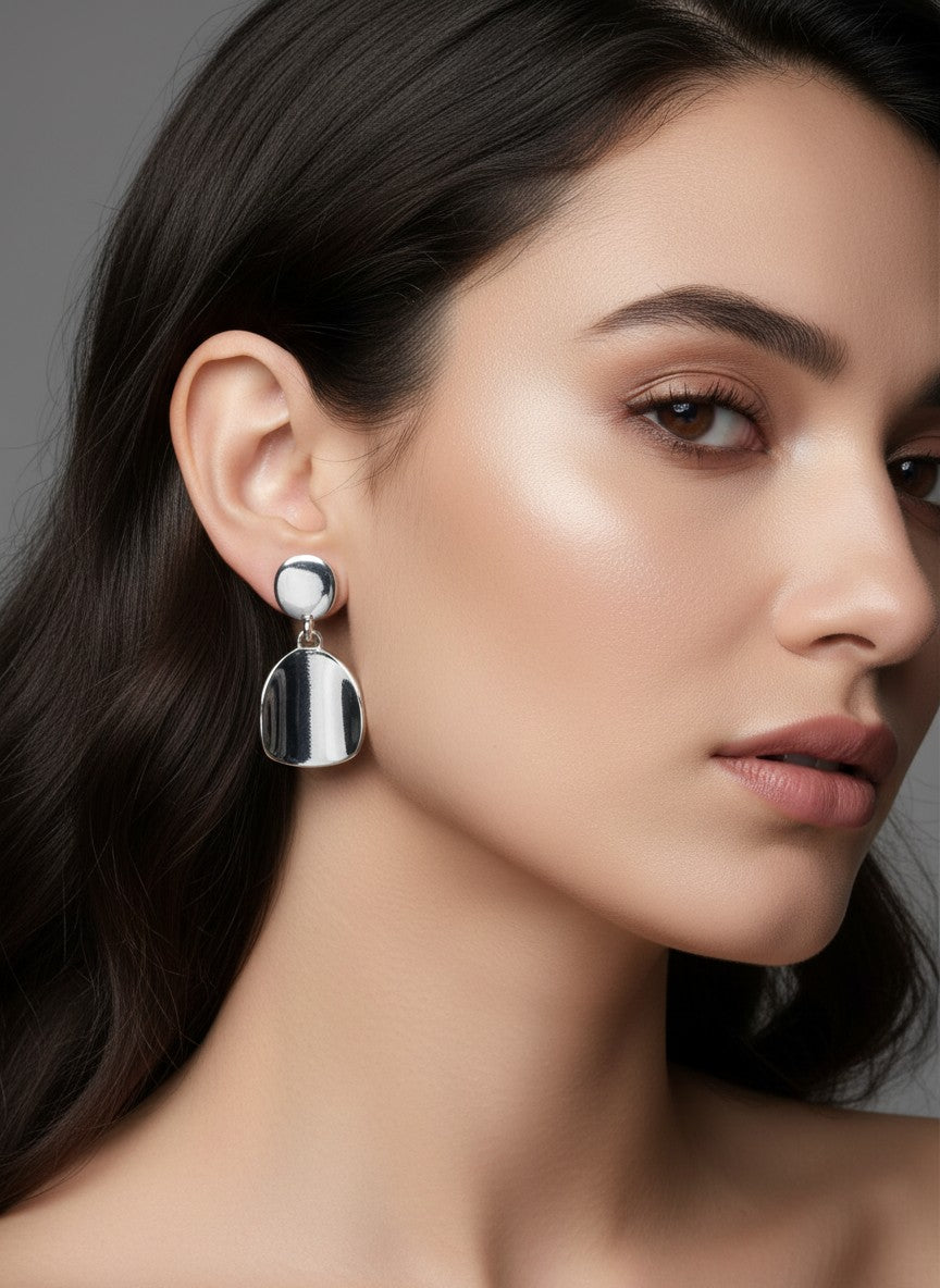 14K Gold-Dipped Organic Shield Drop Earrings