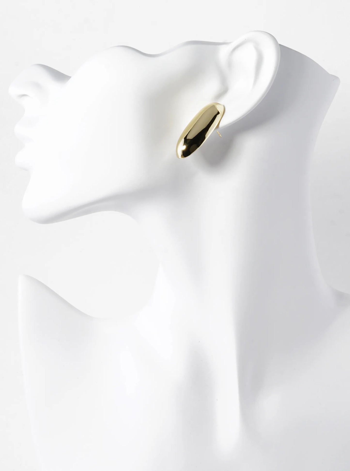 14K Gold Dipped Oval Shape Stud Earrings